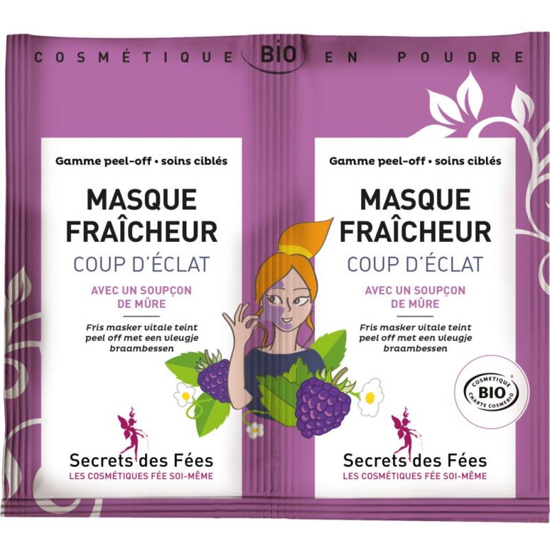 Masque Fraîcheur Coup d'Éclat Bio (PEEL-OFF) - Sachet 2 doses de 8 g - Secrets des Fées