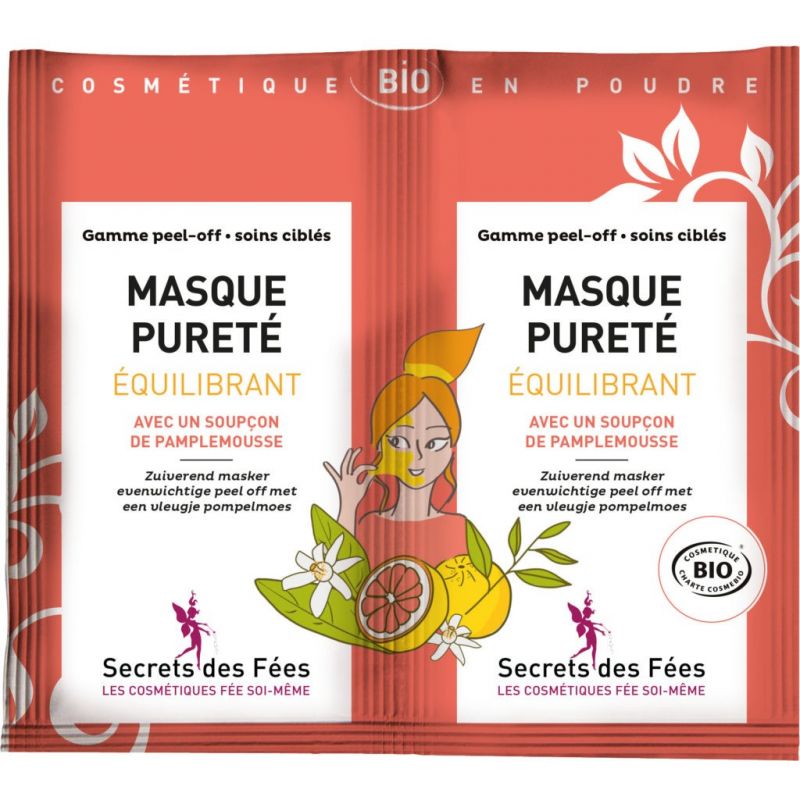 Masque Pureté Équilibrant Bio (PEEL-OFF) - Sachet 2 doses de 8 g - Secrets des Fées