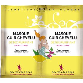 Masque Cuir Chevelu Détox purifiant Bio (Cheveux normaux à gras) - Sachet 2 doses de 8 g - Secrets des Fées