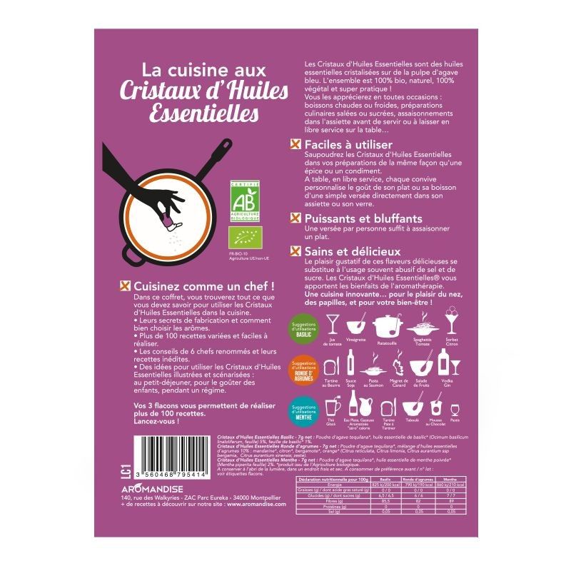 Coffret d'initiation à la cuisine aux cristaux d'huiles essentielles Bio - Aromandise Aromandise - 3
