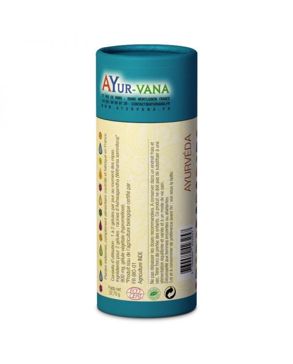 Ashwagandha Bio - Stimulant, anti-stress, revitalisant - 60 gélules - Ayur-vana