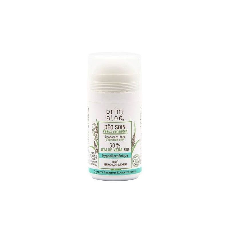 Déodorant Soin peaux sensibles à l'Aloe Vera Bio (60%) - 50 ml - Prim Aloé