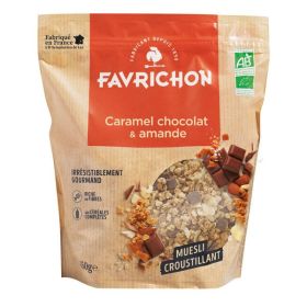 Muesli Bio Croustillant Caramel, Chocolat & Amande - 450G - Favrichon