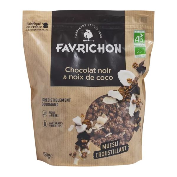 Muesli Chocolat Noir & Noix de Coco Bio - 450g  - Favrichon