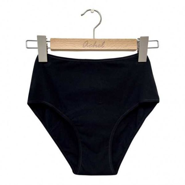 Culotte menstruelle en Coton Bio Taille Haute - Noir - ACHEL par Lemahieu