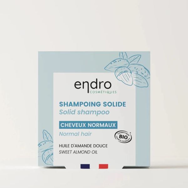 Shampoing Solide Bio pour Cheveux Normaux - Poudre de Riz, Huile de Tournesol & Amande Douce - 85g - Endro