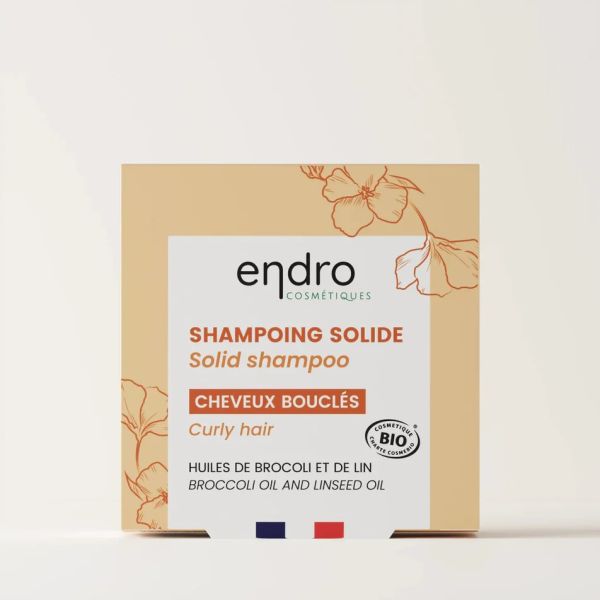 Shampoing Solide Bio pour Cheveux bouclés - Amidon de Maïs, Huile de Brocoli & Lin - 85g - Endro